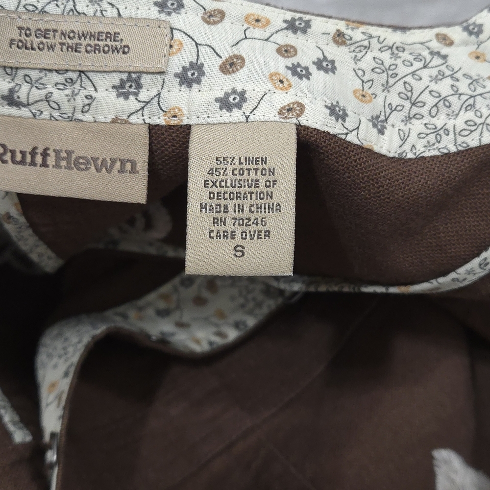 NWT Y2K RUFF HEWN Linen & Cotton Blend Embroidered Collarless Jacket - Picture 10 of 16